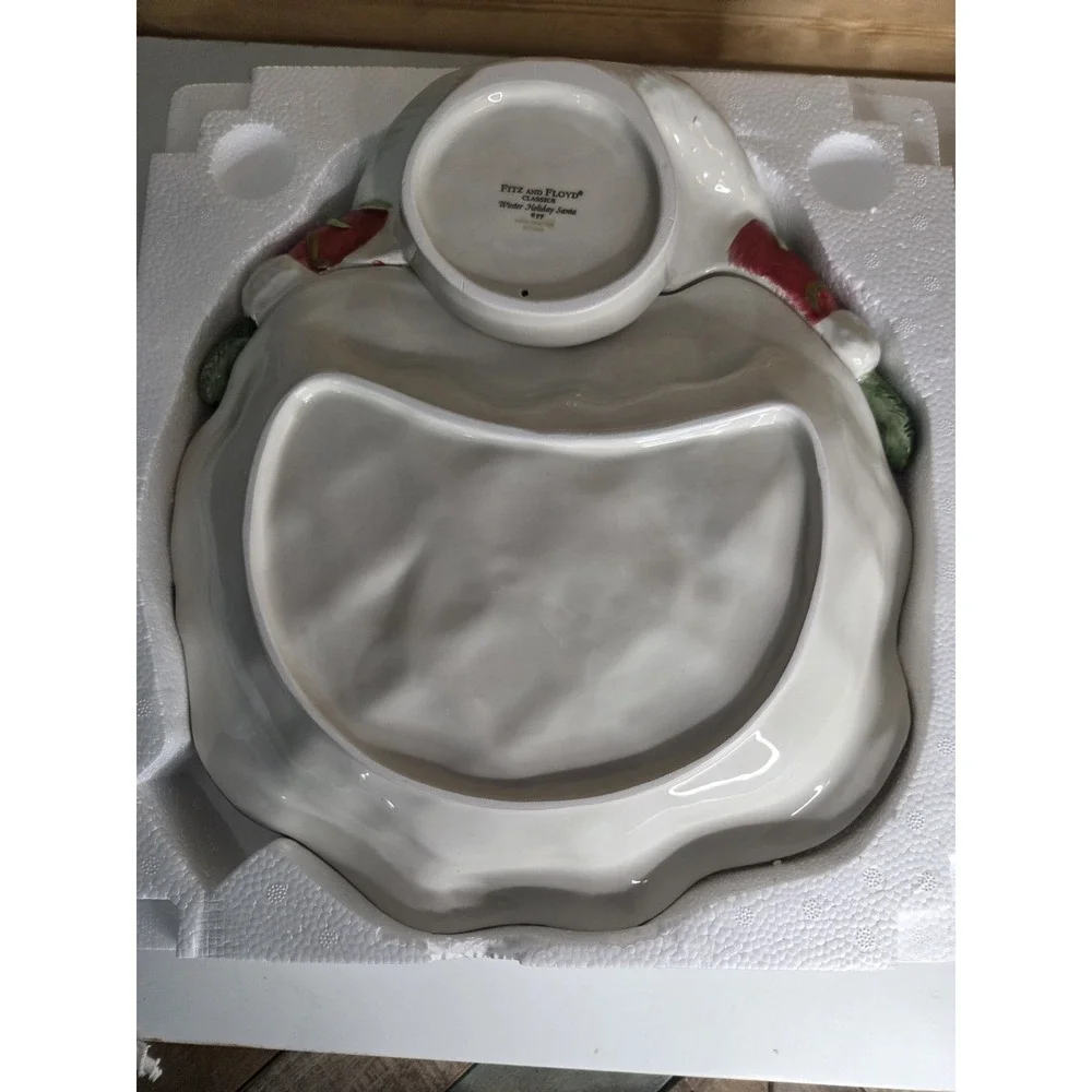 Fitz And Floyd Holiday Home Santa Server Serving‎ Bowl Platter Vintage XLarge